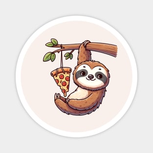 Cute Sloth with a Slice of Pizza Magnet